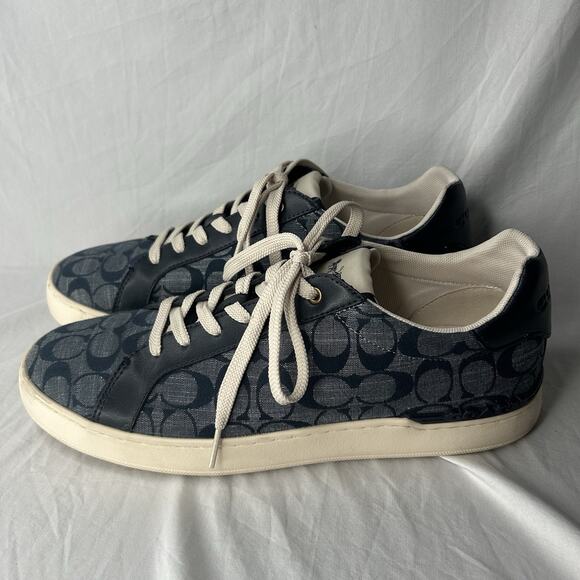 Coach Men's Clip Signature Chambray Low Top Size 12 D CH087 Color Midnight Navy - Picture 1 of 7
